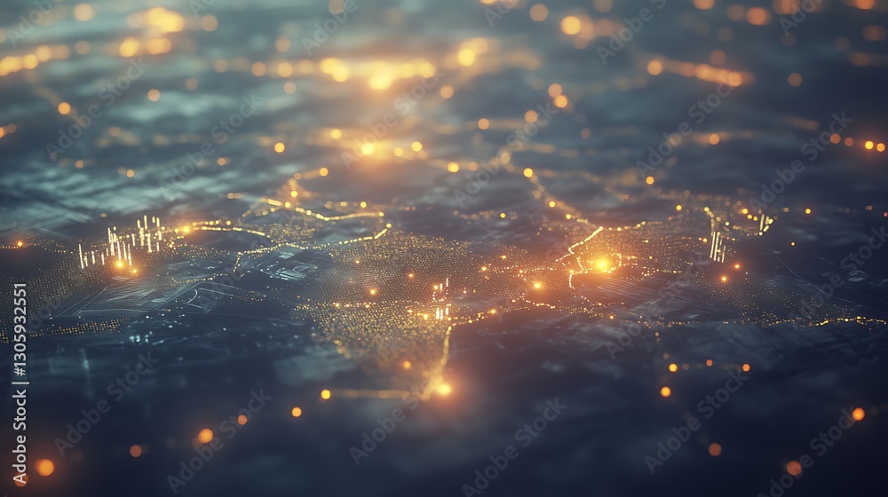 Poster ahmadwahyuutomo776@gmail.com Global finance visualization with a glowing, interconnected design, ideal for financial and business presentations.
