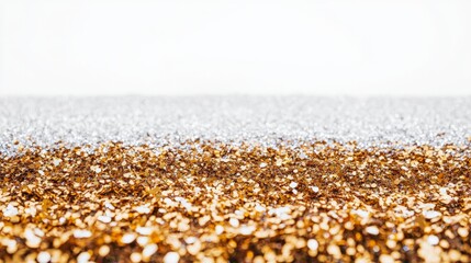 Obraz premium Sparkling Gold Silver Glitter Background Festive Texture Holiday Design