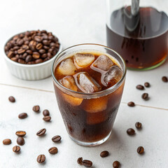 A cap og cold drink on a white background.
