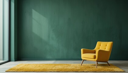 Modern chair in minimalist room interior design contemporary indoor wide angle aesthetic appeal