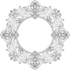 vector illustration sketch of decorative glass frame design with classic vintage ethnic traditional decorative ornaments