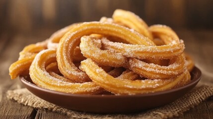 Fototapeta premium A plate of churros covered in sugar
