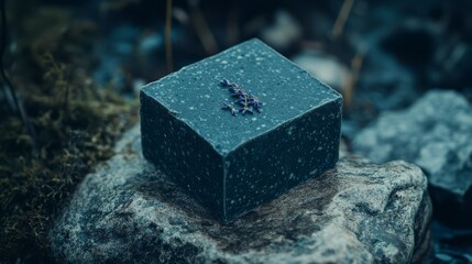 Handmade soap bar with dried lavender and organic ingredients