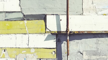 Urban Concrete Wall with Rusty Pipes - A Patchwork of Colors and Textures