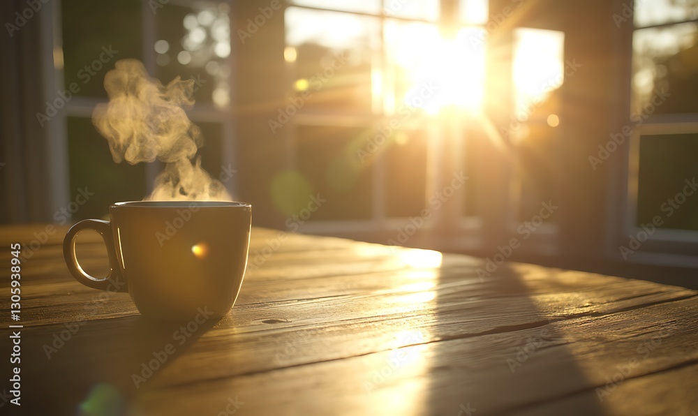 Leinwandbilder ahmadwahyuutomo776@gmail.com A serene image of golden hour light streaming through a window, creating a warm ambiance in a cozy setting.