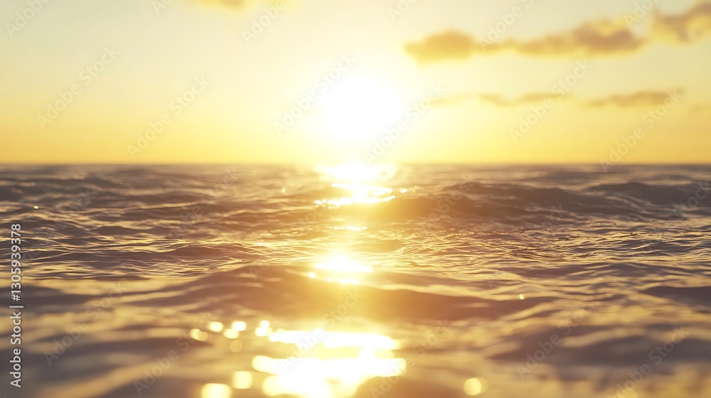 Aufkleber ahmadwahyuutomo776@gmail.com Golden sunrise over a calm ocean with soft waves reflecting the light, creating a serene atmosphere.