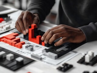 Hands Building Creative Structures with Colorful Blocks and Tiles