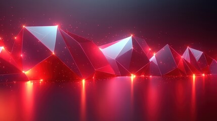 Glowing Red Crystal Mountains Reflecting