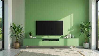 Modern living room design home interior minimalist bright green