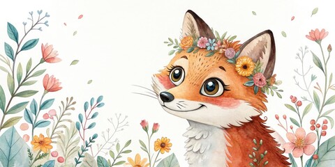 Cute Watercolor Fox Urban Explorer: Floral Adventure Photography