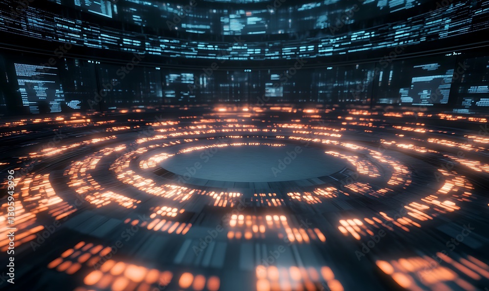 Poster ahmadwahyuutomo776@gmail.com High-frequency trading servers with glowing stock market theme in a digital setting.