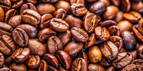 Obraz premium Close-up of freshly roasted coffee beans, roasted, coffee, beans, background, texture, close-up, fresh, aroma, dark, caffeine