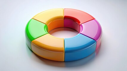 Fototapeta premium Colorful donut chart with six sections representing different data sets, donut, chart, graph, colorful, sections