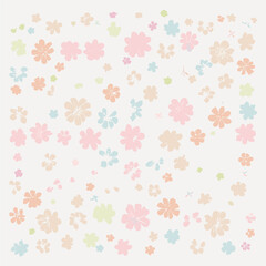 壁紙、春や夏や秋や冬の季節を感じさせる、桜や梅や小花や無地のパターンイラストが入っている、使いやすい壁紙