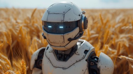 Android robot with FPV goggles controls agricultural tasks in the field