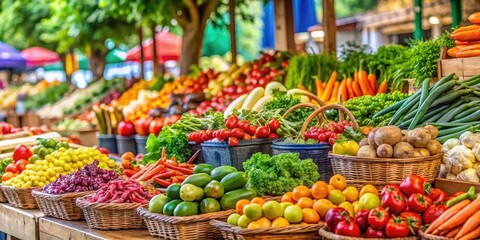Fototapeta premium Fresh produce at a vibrant farmers market, farmers market, fruits, farmers market, fruits