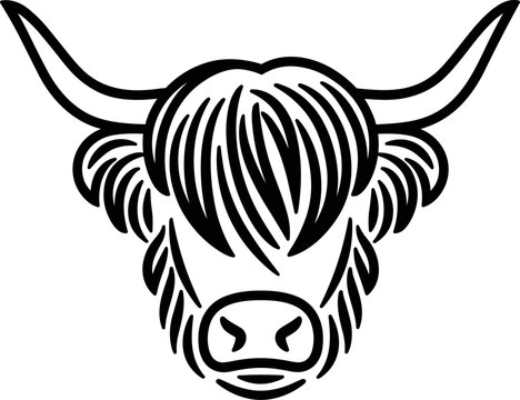 recommend clip art: Highland Cow Face Line Art Silhouette