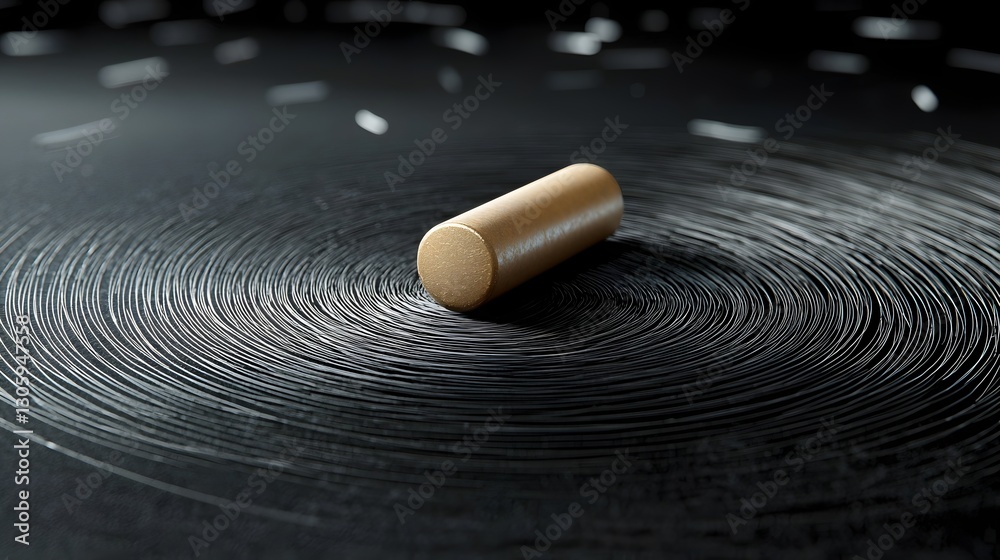 Aufkleber close up photograph showcasing the visualization of magnetic field lines using iron filings surround