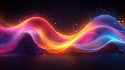 Fototapeta premium Glowing Waves Abstract Dark Background