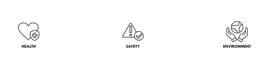 HSE banner web icon vector illustration for Health Safety Environment in the corporate occupational safety and health