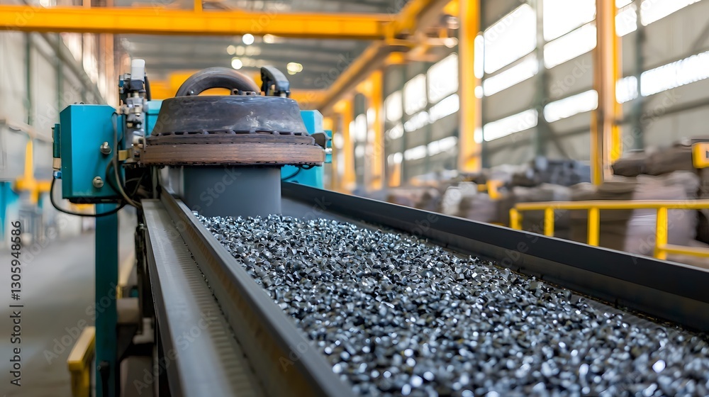 Leinwandbilder close up view of a powerful magnetic separator extracting metal fragments and debris from a moving c