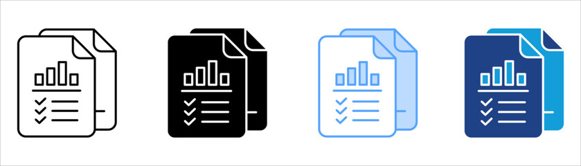 Business Report Icon Set Multiple Style Collection