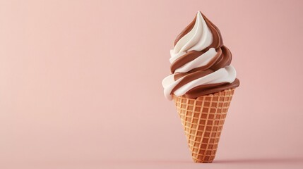 Creamy Swirl Soft Serve Ice Cream in Waffle Cone Delight