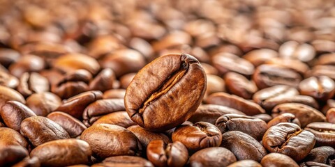Obraz premium Brown roasted coffee bean with visible crema on surface, coffee beans, brown