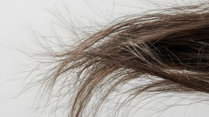 Closeup of dry brittle hair showing signs of damage and breakage from excessive heat styling  The image highlights the textural details and patterns of the damaged hair strands