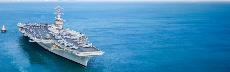 Nuclear war ship, Navy ship, Military navy. nuclear carrier running in the ocean. Military navy...