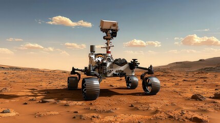 Mars rover exploring red planet landscape
