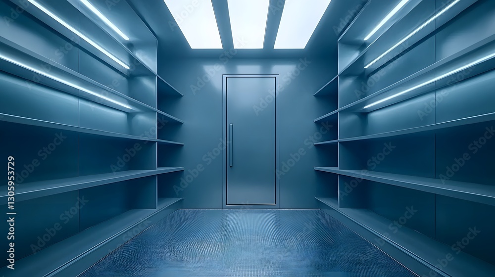 Aufkleber image of empty shelves inside a personal safe emphasizing the concept of financial emptiness and the lack of wealth or valuables being stored within a secure private storage space
