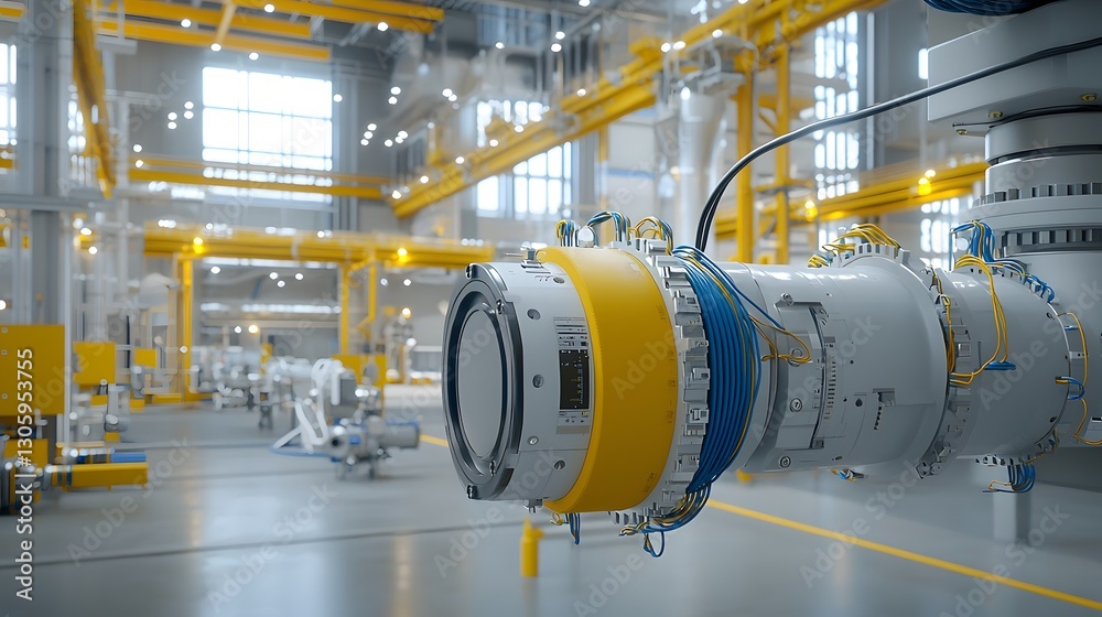 Poster image showcasing magnetic sensors attached to industrial equipment with clear and intricate wiring d