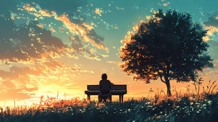 Lo-Fi music picture The background that goes well with the lo-fi music genre Generative AI