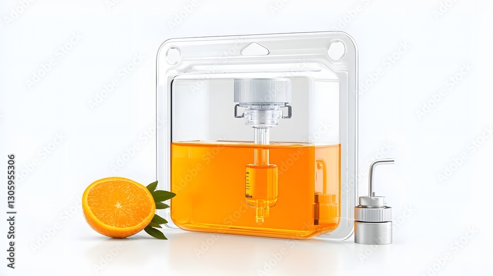Poster transparent self standing pouch with a gravity fed dispensing valve perfect for packaging and displa