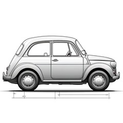 Classic Car Side Profile Drawing
