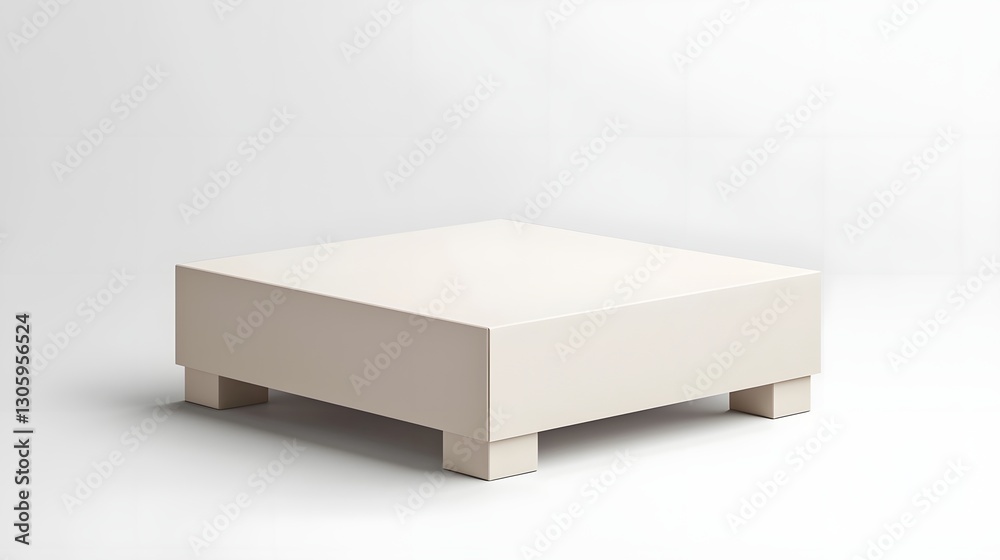 Poster 3d rendering of a minimalist paper or cardboard carton or box with a flat top surface in a plain off