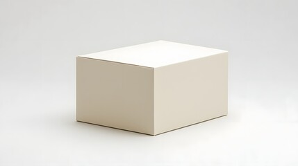 Naklejka premium 3D rendering of a simple minimalist paper carton or box with a flat top surface in a plain off white or beige color The clean