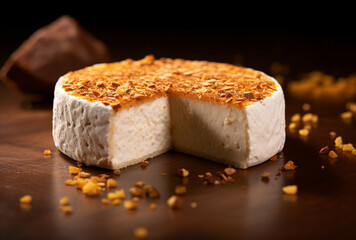 Open Circular Rice Cake Topped with a Slice of White Cream Cheese