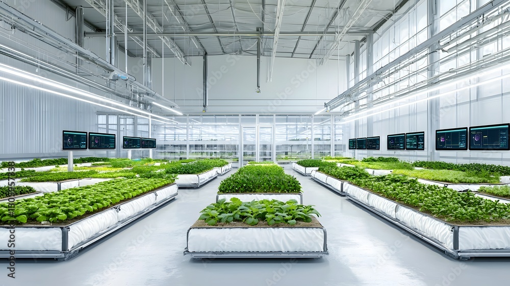 Aufkleber a modern temperature regulated greenhouse with insulated panels smart monitoring screens and advance