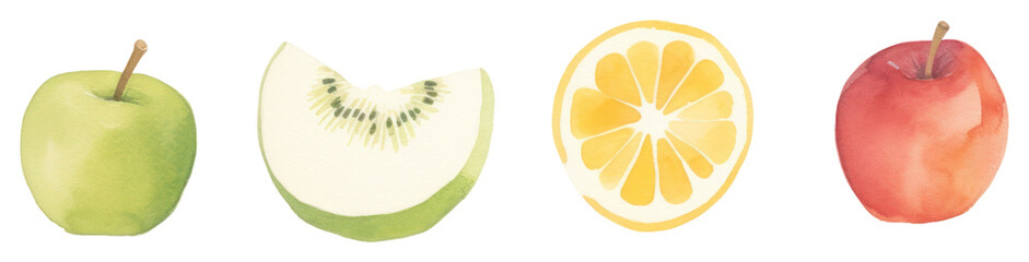 PNG Fruits as divider watercolor produce orange apple.