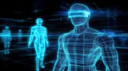 High tech background template design with theme of humanoid robot.