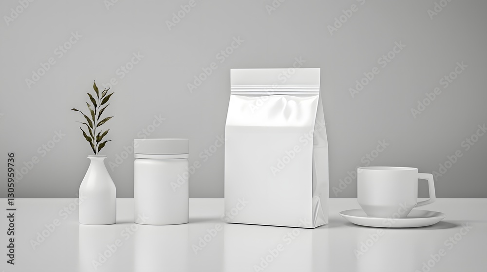 Poster a photograph showcasing a frosted refill bag with a clean minimalist design and no visible branding 