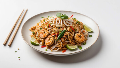 Pad Thai dish with chopsticks