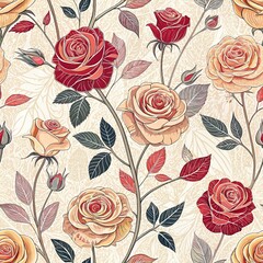 Seamless Floral Digital Wallpaper for Creative Aesthetic Spaces
