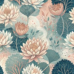 Seamless Floral Pattern Design Digital Art Nature Theme Vibrant Colors Aesthetic Viewpoint