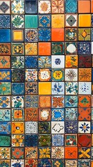 Colorful ceramic tile wall mosaic