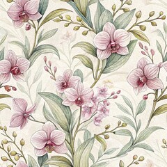 Seamless Floral Patterns Botanical Art Background Design Natural Setting Close-up View
