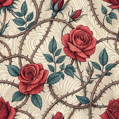 Seamless Floral Pattern Design Nature Digital Art Decorative Close-Up Aesthetic Appeal