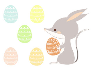 イースターエッグとミミナガバンディクートのイラスト